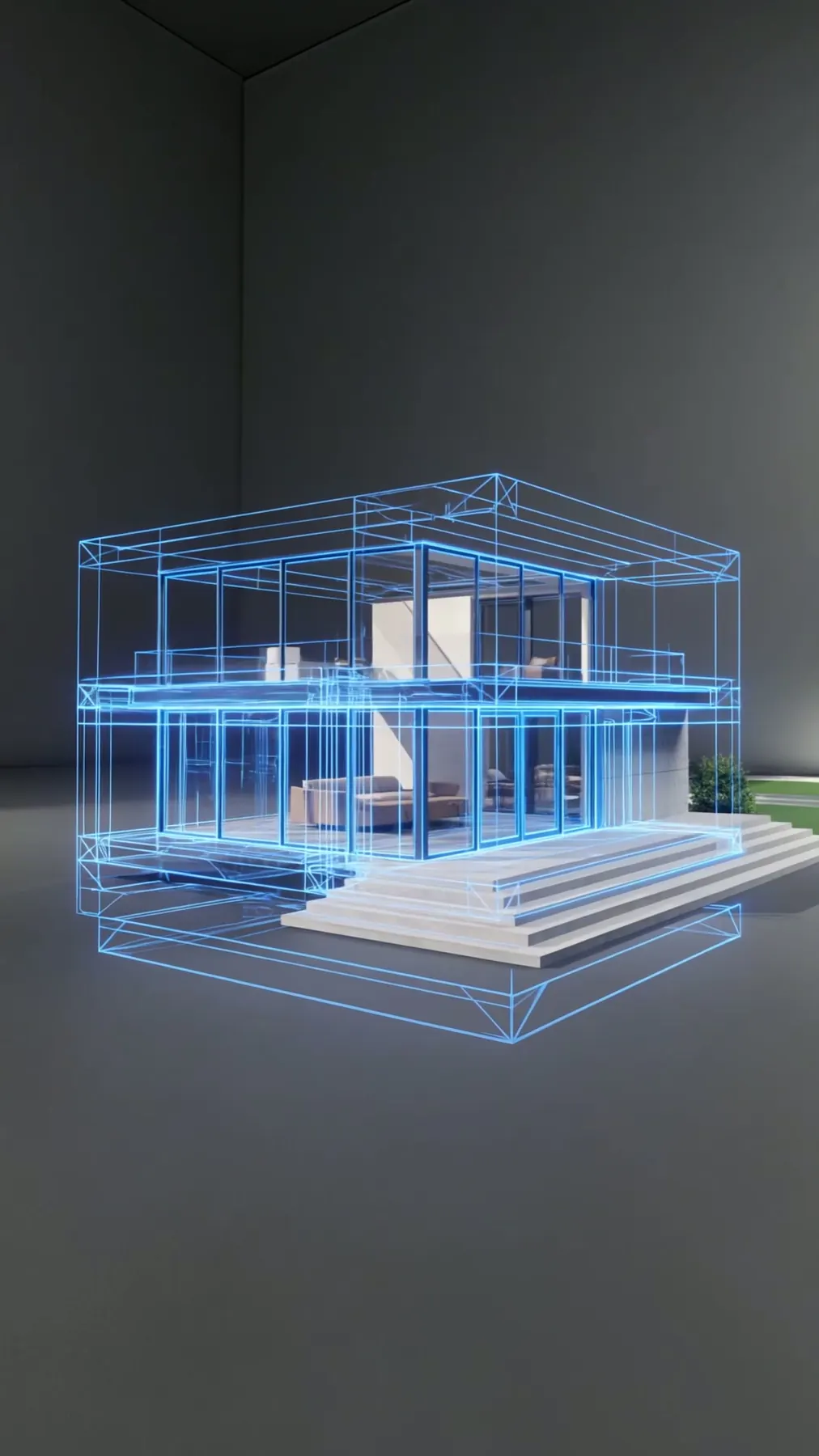3D architectural blueprint render