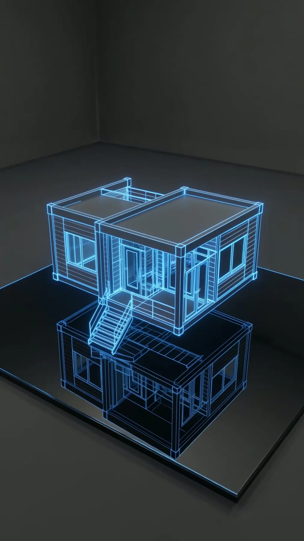 Architectural blueprint wireframe animation